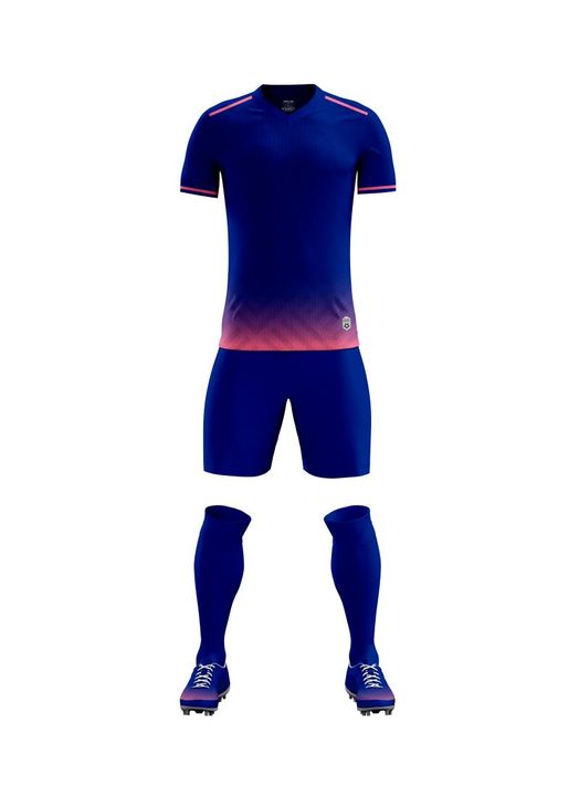 Kurzarm-Fußballtrikot mit V-Ausschnitt und Farbverlauf – FRONT 8