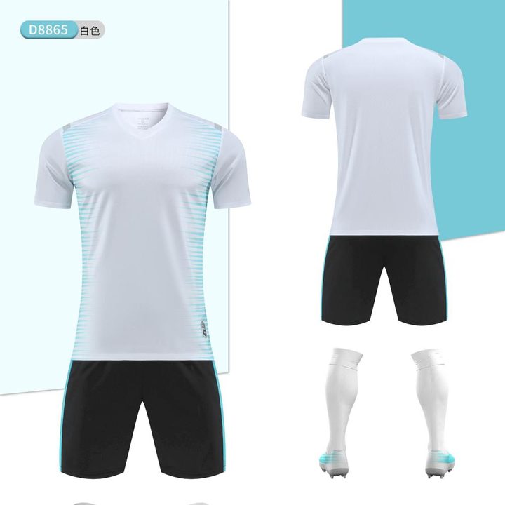 Camisa de futebol de manga curta com gola V com listras – COMBO 6