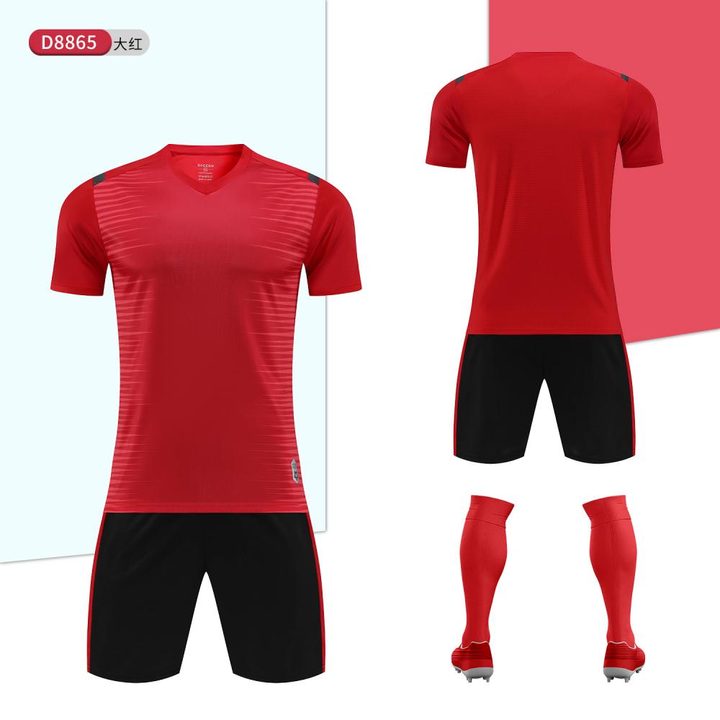Camisa de futebol de manga curta com gola V com listras – COMBO 5