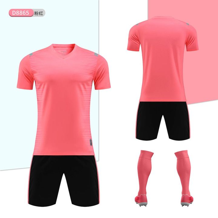 Camisa de futebol de manga curta com gola V com listras – COMBO 2
