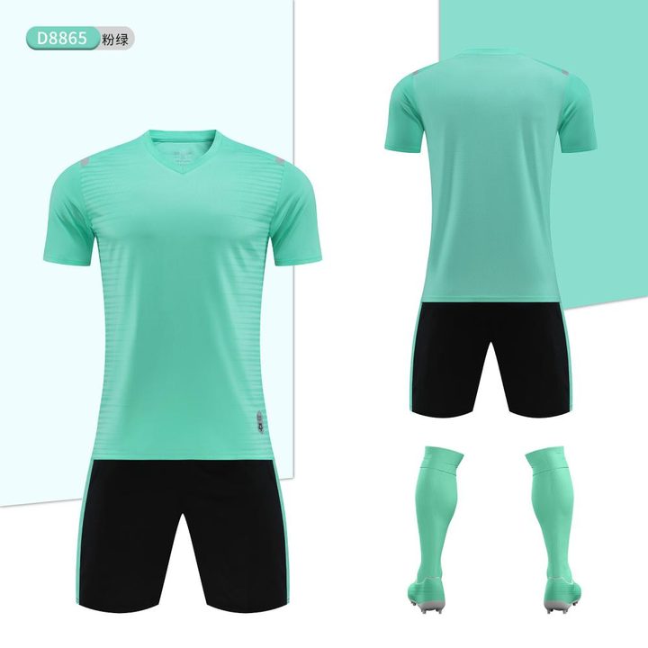 Camisa de futebol de manga curta com gola V com listras – COMBO 1