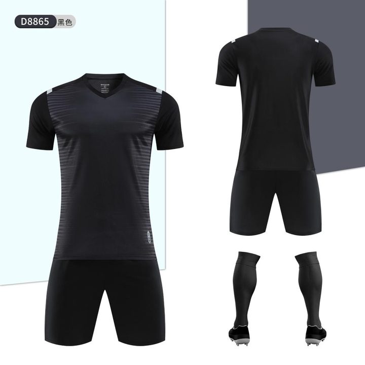 Camisa de futebol de manga curta com gola V com listras – COMBO 3