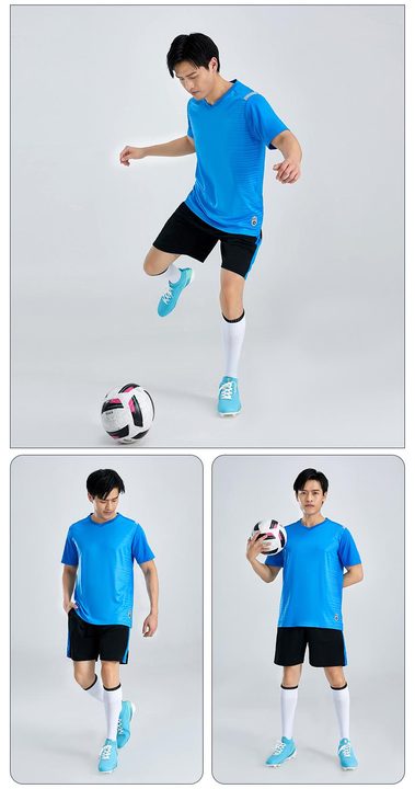 Camisa de futebol de manga curta com gola V com listras – MODEL 6
