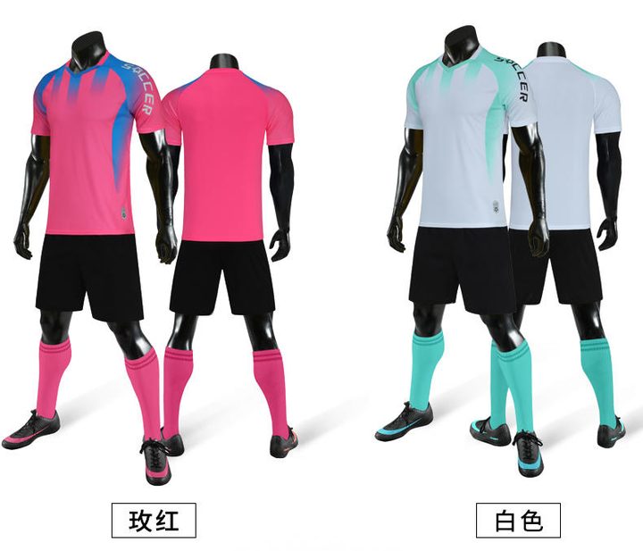 Tricou de fotbal, cu mânecă scurtă, cu decolteu rotund și cu dungi – COMBO 1