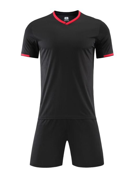 V-neck Short Sleeve Striped Soccer Jersey – FRONT 1