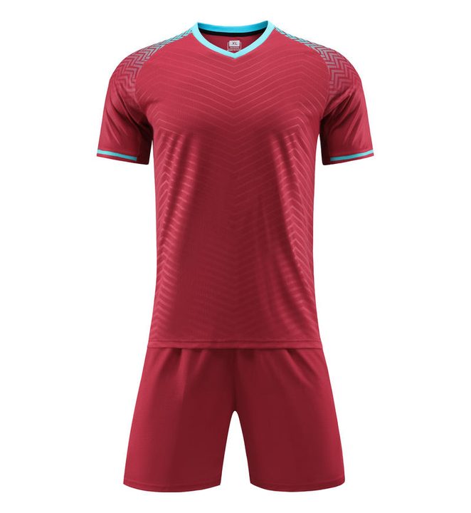 قميص كرة قدم بـأكمام قصيرة ياقة V خطوط – FRONT 4