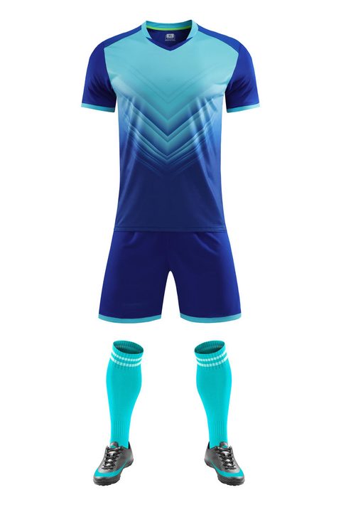 V-neck Short Sleeve Striped Soccer Jersey – FRONT 1