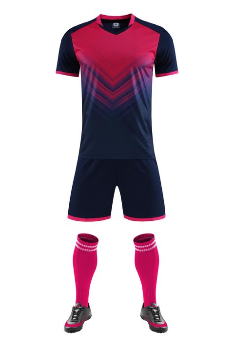 V-neck Short Sleeve Striped Soccer Jersey – FRONT 2