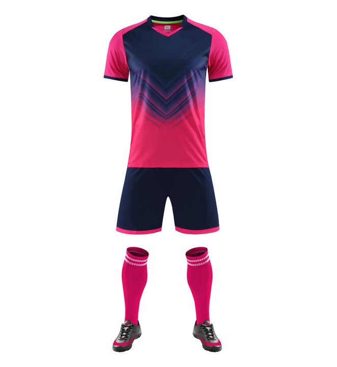 V-neck Short Sleeve Striped Soccer Jersey – FRONT 6