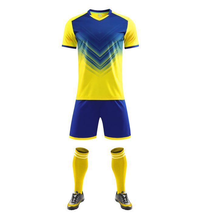 V-neck Short Sleeve Striped Soccer Jersey – FRONT 4