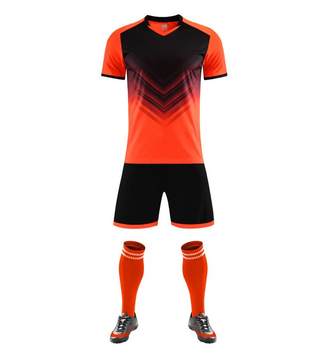V-neck Short Sleeve Striped Soccer Jersey – FRONT 5