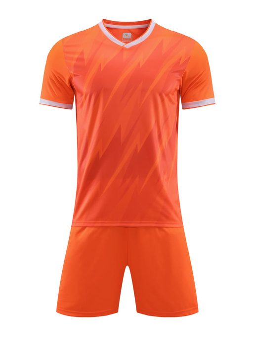 Kurzarm-Fußballtrikot mit V-Ausschnitt und Streifen – FRONT 4