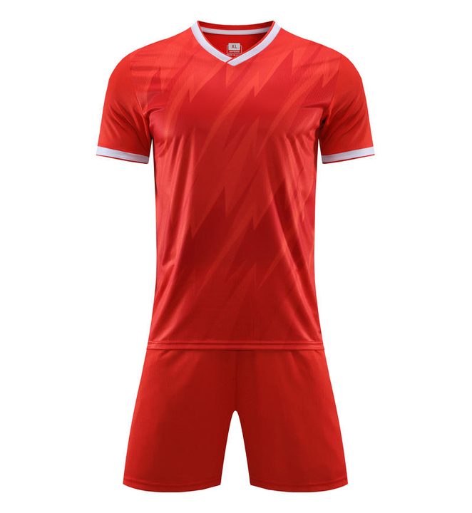 Kurzarm-Fußballtrikot mit V-Ausschnitt und Streifen – FRONT 2