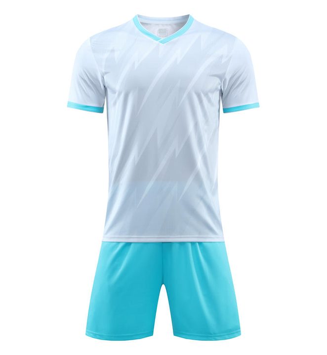 Kurzarm-Fußballtrikot mit V-Ausschnitt und Streifen – FRONT 6