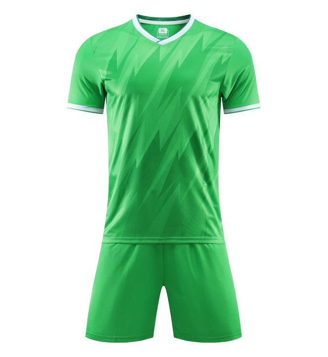 Kurzarm-Fußballtrikot mit V-Ausschnitt und Streifen – FRONT 3