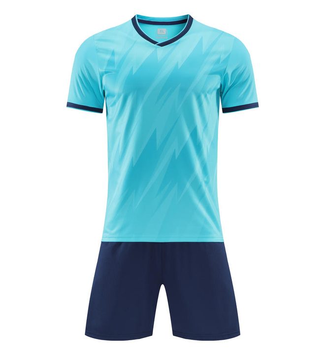 Kurzarm-Fußballtrikot mit V-Ausschnitt und Streifen – FRONT 7
