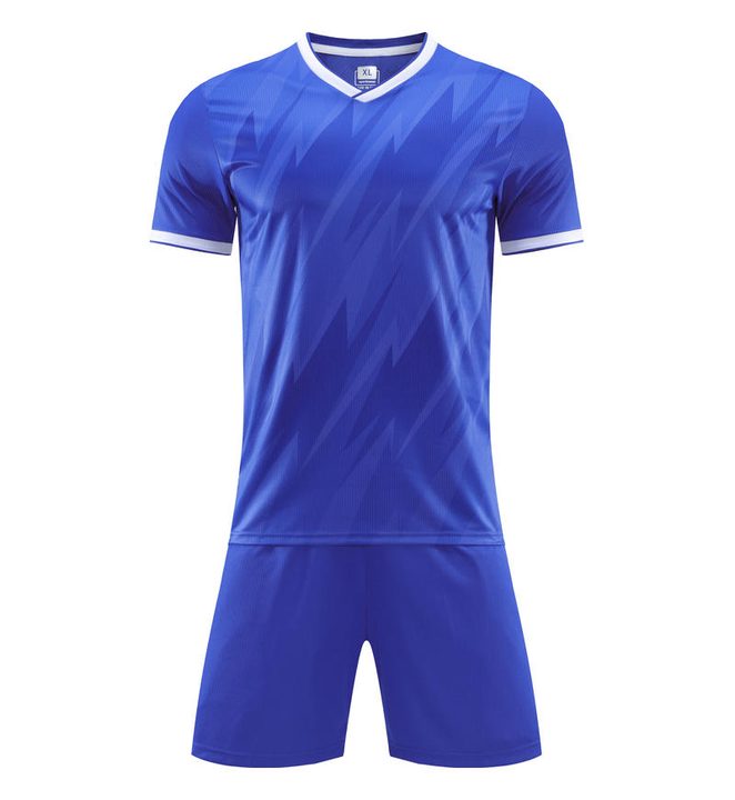 Kurzarm-Fußballtrikot mit V-Ausschnitt und Streifen – FRONT 5