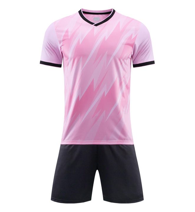 Kurzarm-Fußballtrikot mit V-Ausschnitt und Streifen – FRONT 1