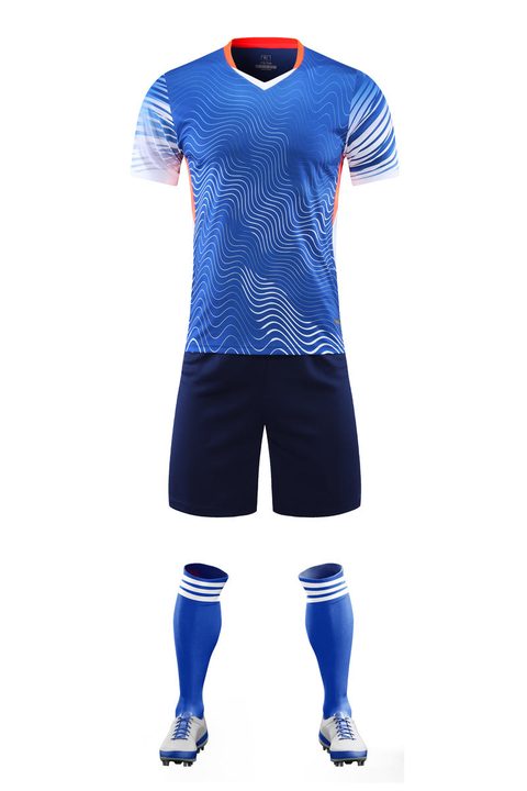 Maglia da calcio a maniche corte con scollo a V con righe – FRONT 3