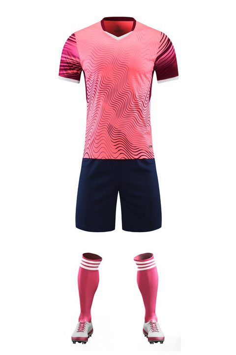 Maglia da calcio a maniche corte con scollo a V con righe – FRONT 2