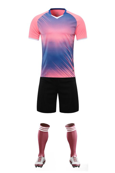 Maglia da calcio a maniche corte con scollo a V con righe – FRONT 1