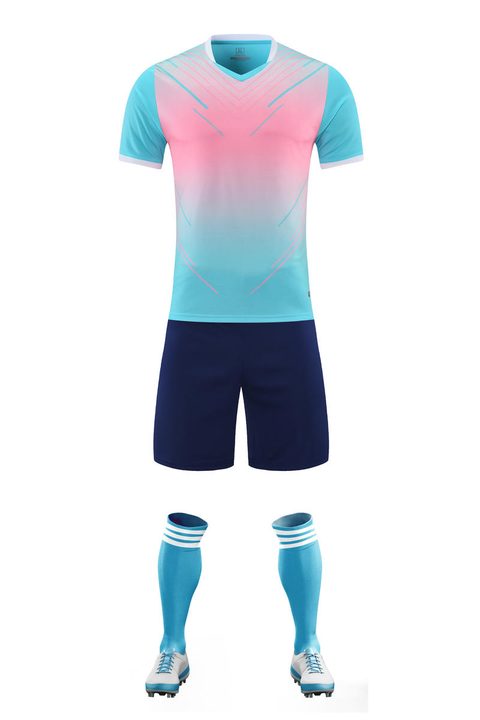 V-neck Short Sleeve Gradient Soccer Jersey – FRONT 1