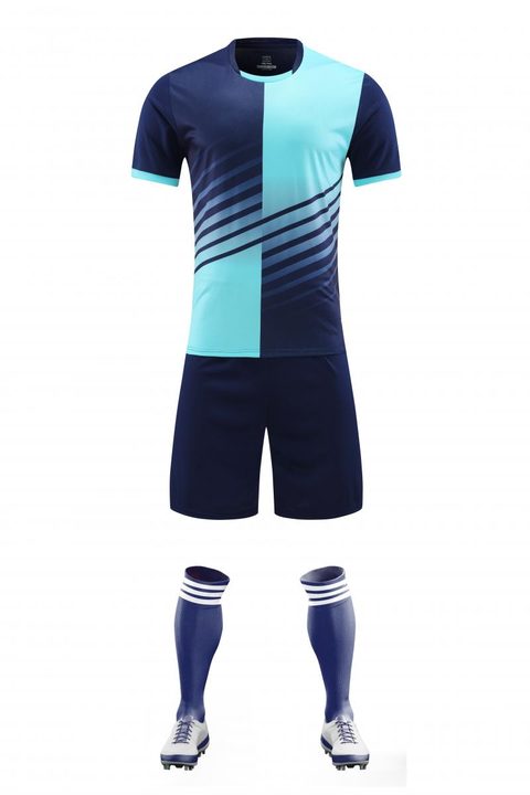 Camiseta de fútbol de manga corta con cuello redondo con rayas – FRONT 1
