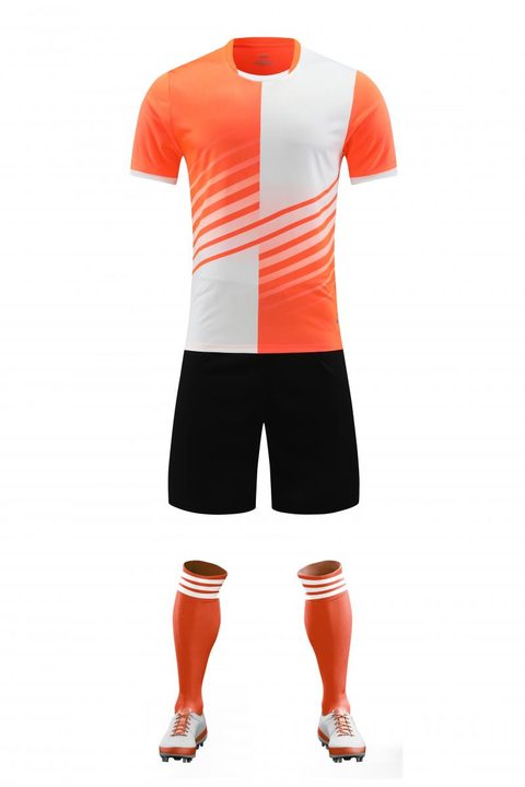 Camiseta de fútbol de manga corta con cuello redondo con rayas – FRONT 2
