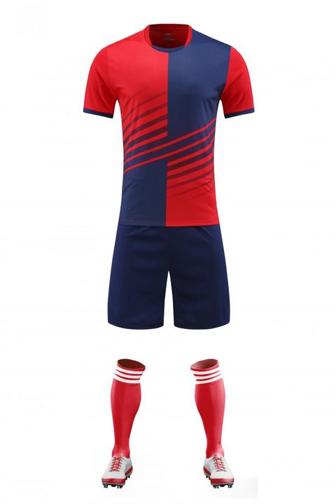 Camiseta de fútbol de manga corta con cuello redondo con rayas – FRONT 4