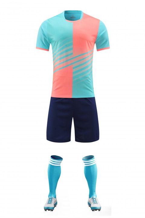 Camiseta de fútbol de manga corta con cuello redondo con rayas – FRONT 3