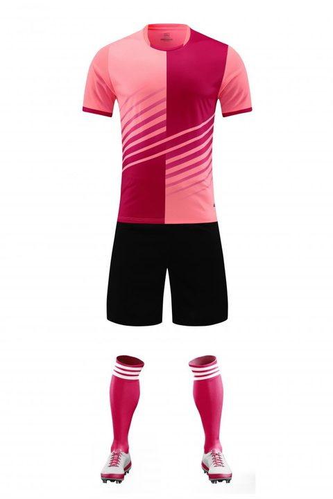 Camiseta de fútbol de manga corta con cuello redondo con rayas – FRONT 5
