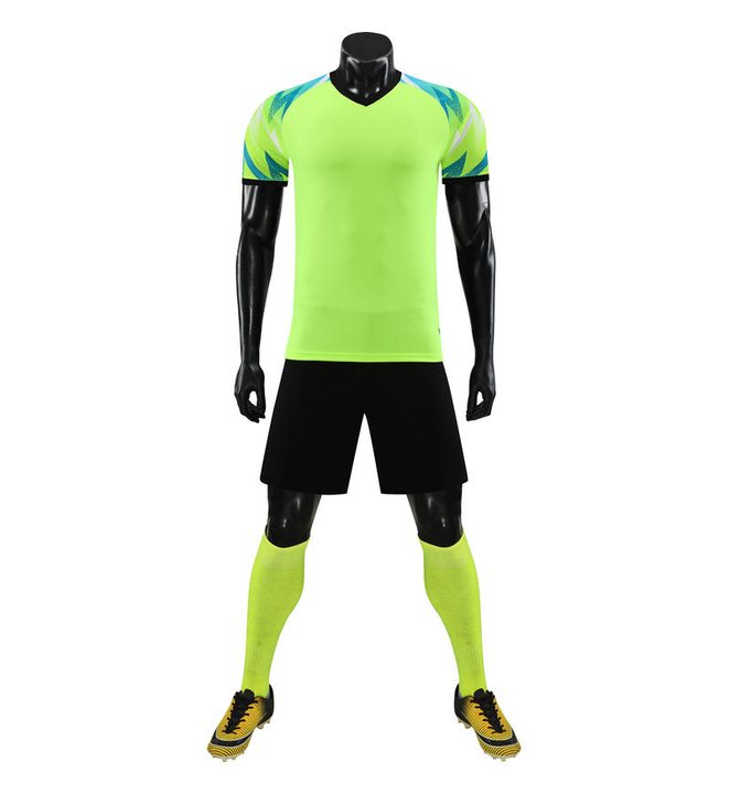 Kurzarm-Fußballtrikot mit V-Ausschnitt und geometrischem Muster – FRONT 3