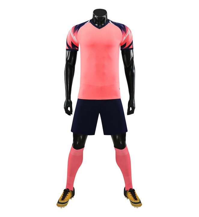 Kurzarm-Fußballtrikot mit V-Ausschnitt und geometrischem Muster – FRONT 5