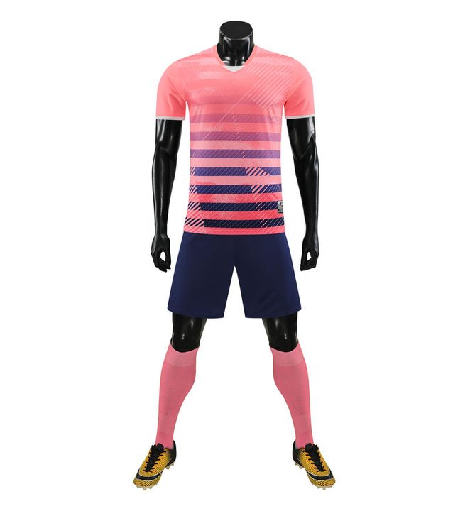 Tricou de fotbal, cu mânecă scurtă, cu decolteu în V și cu dungi – FRONT 3