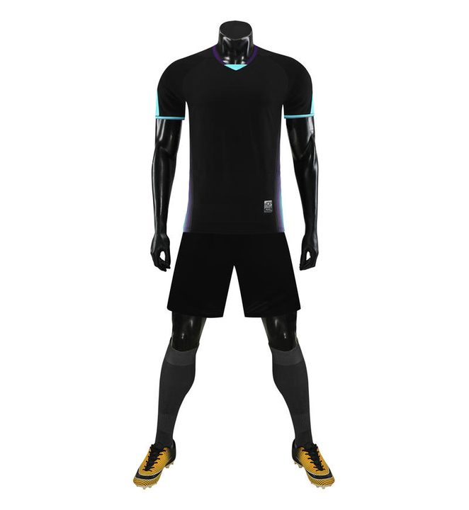 V-neck Short Sleeve Striped Soccer Jersey – FRONT 1