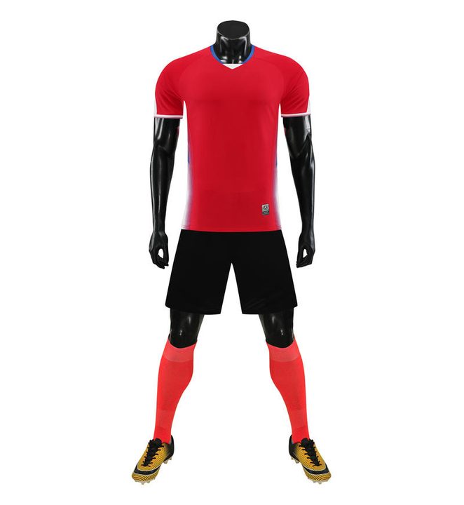 V-neck Short Sleeve Striped Soccer Jersey – FRONT 4
