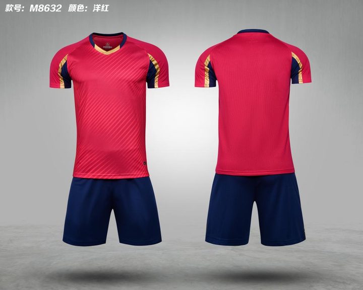 Tricou de fotbal, cu mânecă scurtă, cu decolteu în V și cu degrade – COMBO 2