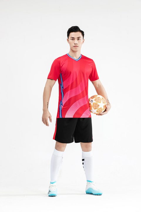 V-neck Short Sleeve Striped Soccer Jersey – MODEL 5