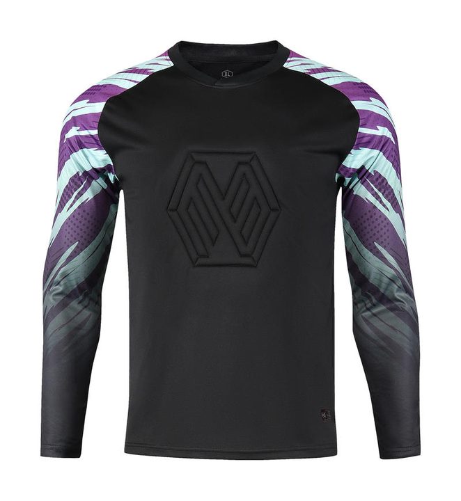 Langarm-Fußballtrikot mit Rundhalsausschnitt und Streifen – FRONT 4