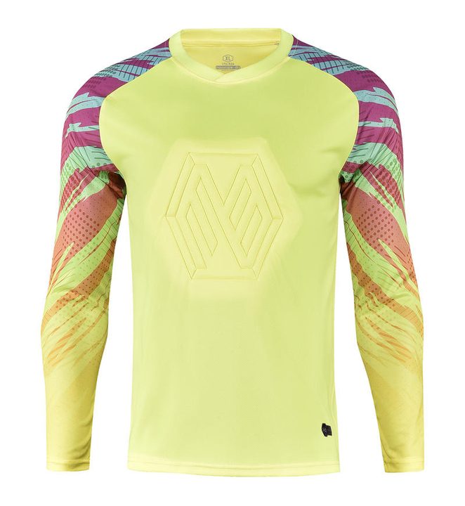 Langarm-Fußballtrikot mit Rundhalsausschnitt und Streifen – FRONT 1