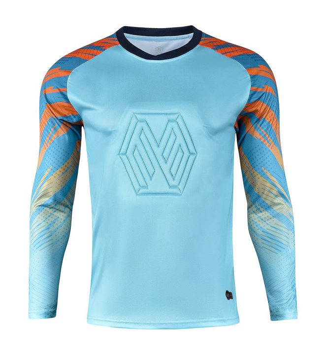 Langarm-Fußballtrikot mit Rundhalsausschnitt und Streifen – FRONT 2