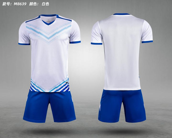 Kurzarm-Fußballtrikot mit V-Ausschnitt und Streifen – COMBO 2
