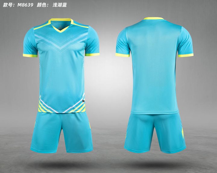 Kurzarm-Fußballtrikot mit V-Ausschnitt und Streifen – COMBO 1