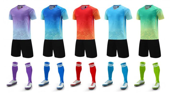 V-neck Short Sleeve Gradient Soccer Jersey