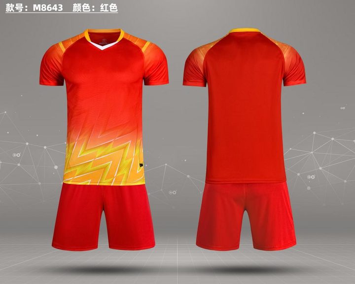 Kurzarm-Fußballtrikot mit V-Ausschnitt und Streifen – COMBO 3