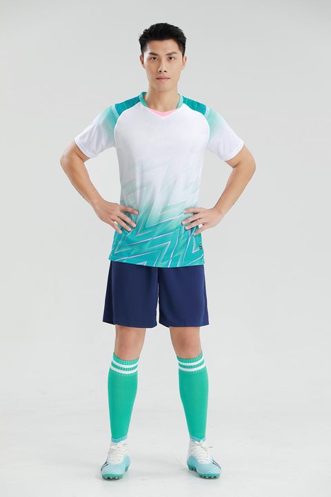 Kurzarm-Fußballtrikot mit V-Ausschnitt und Streifen – MODEL 5