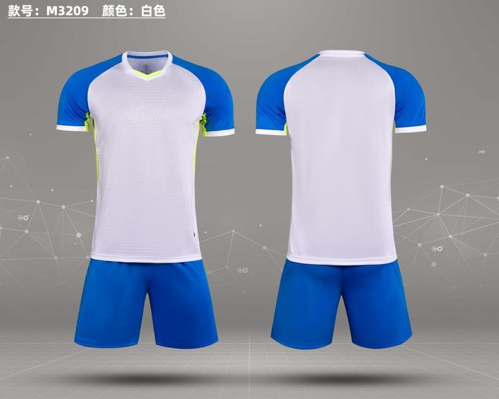 Maillot de football à manches courtes avec col V à blocs de couleur – COMBO 5