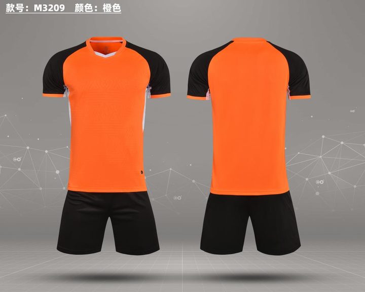 Maillot de football à manches courtes avec col V à blocs de couleur – COMBO 6