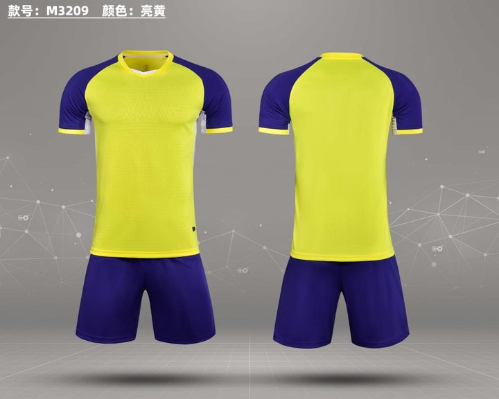 Maillot de football à manches courtes avec col V à blocs de couleur – COMBO 2
