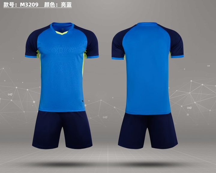 Maillot de football à manches courtes avec col V à blocs de couleur – COMBO 4